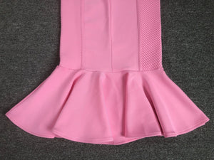 Pink Sweetheart Neck Spaghetti Strap Mermaid Midi Dress | Slim-Fit Romantic Party & Evening Gown