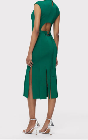 Elegant Cutout Back Sleeveless Midi Dress | Slim-Fit Silhouette with Pleated Hem | Chic Daily & Date Outfit