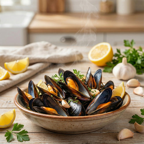 Frozen Blue Mussels in Half Shell – Rope-Cultured, Clean Profile