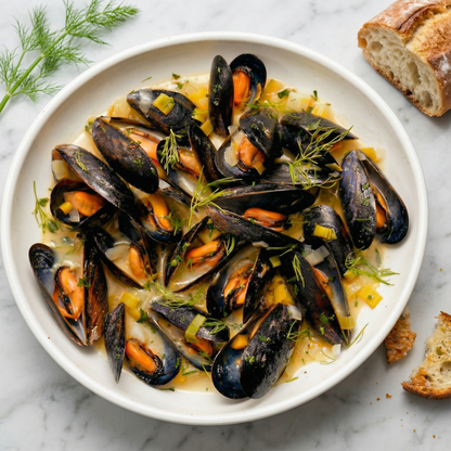 Frozen Blue Mussels in Half Shell – Rope-Cultured, Clean Profile